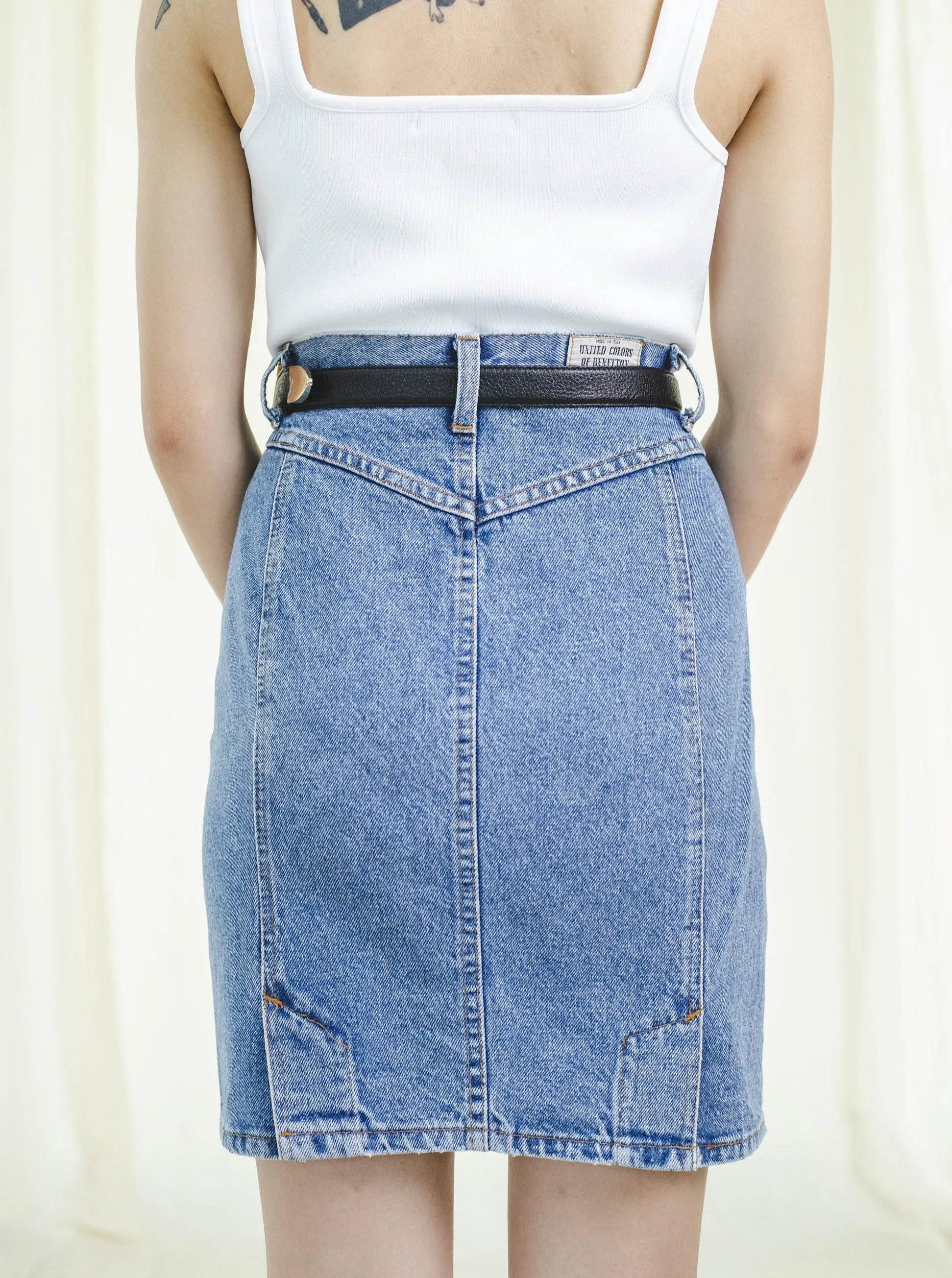 Vintage Denim High Rise Midi Skirt