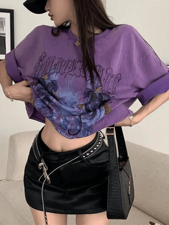 Washed Vintage Snake Graphic Short Sleeve Tee