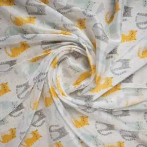White Quirky Print Chinnon Chiffon Fabric