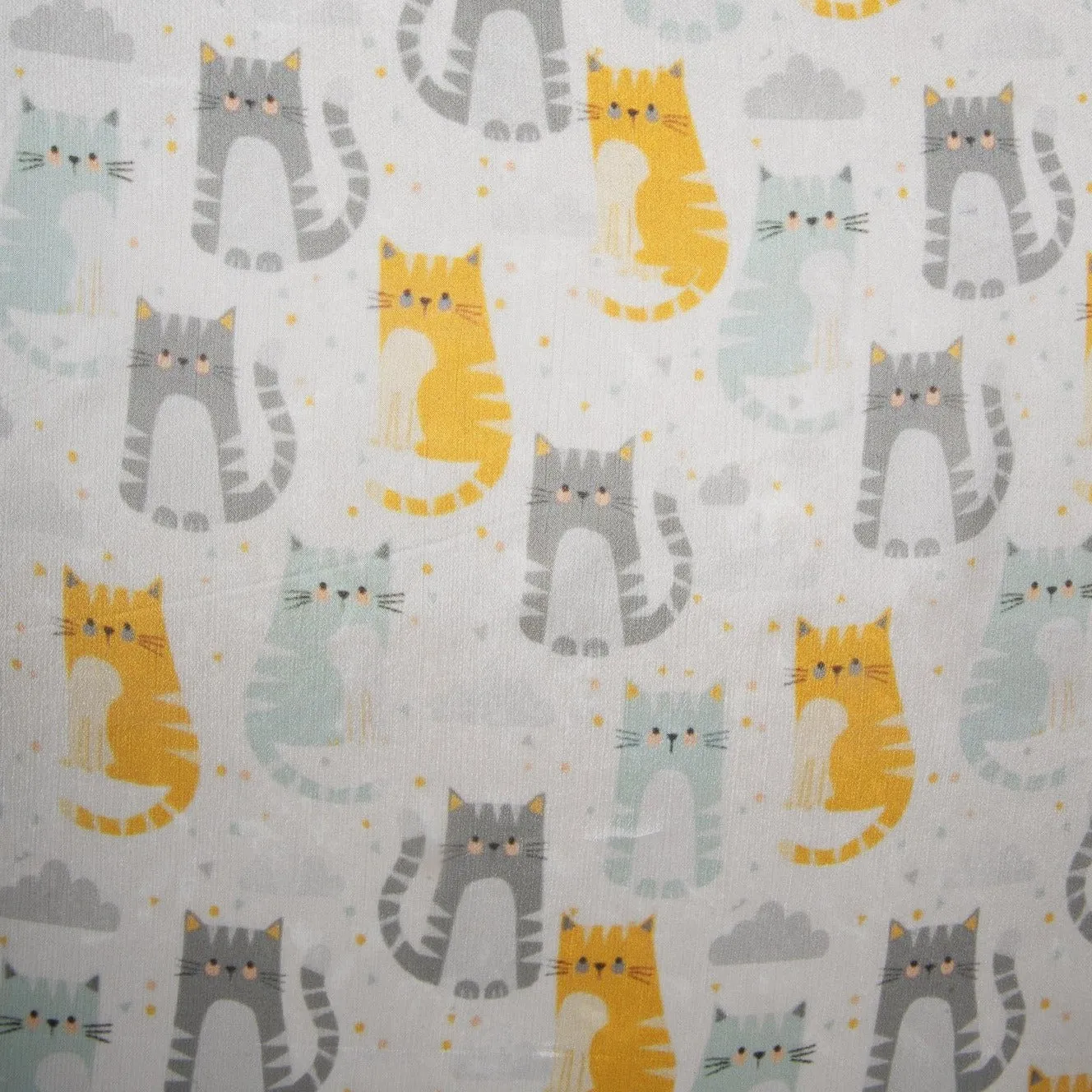 White Quirky Print Chinnon Chiffon Fabric