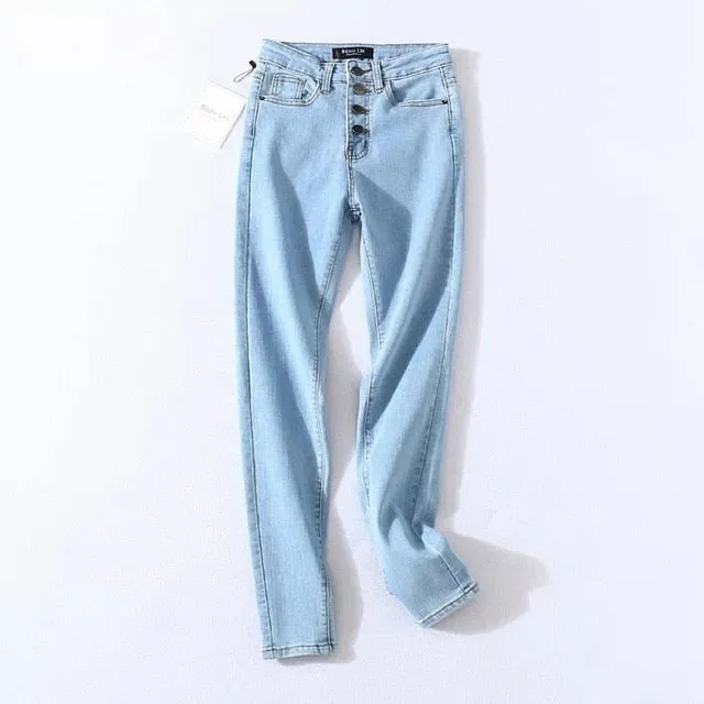 Women Slim Fit Stretch Denim Pants Full Length Denim Pencil Jeans