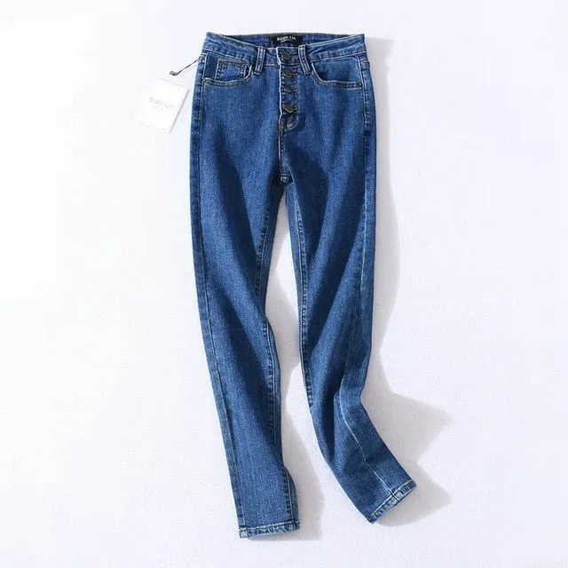 Women Slim Fit Stretch Denim Pants Full Length Denim Pencil Jeans
