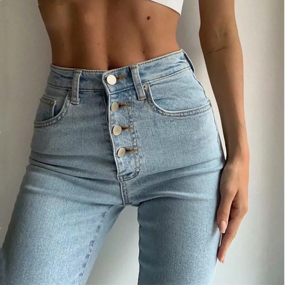 Women Slim Fit Stretch Denim Pants Full Length Denim Pencil Jeans