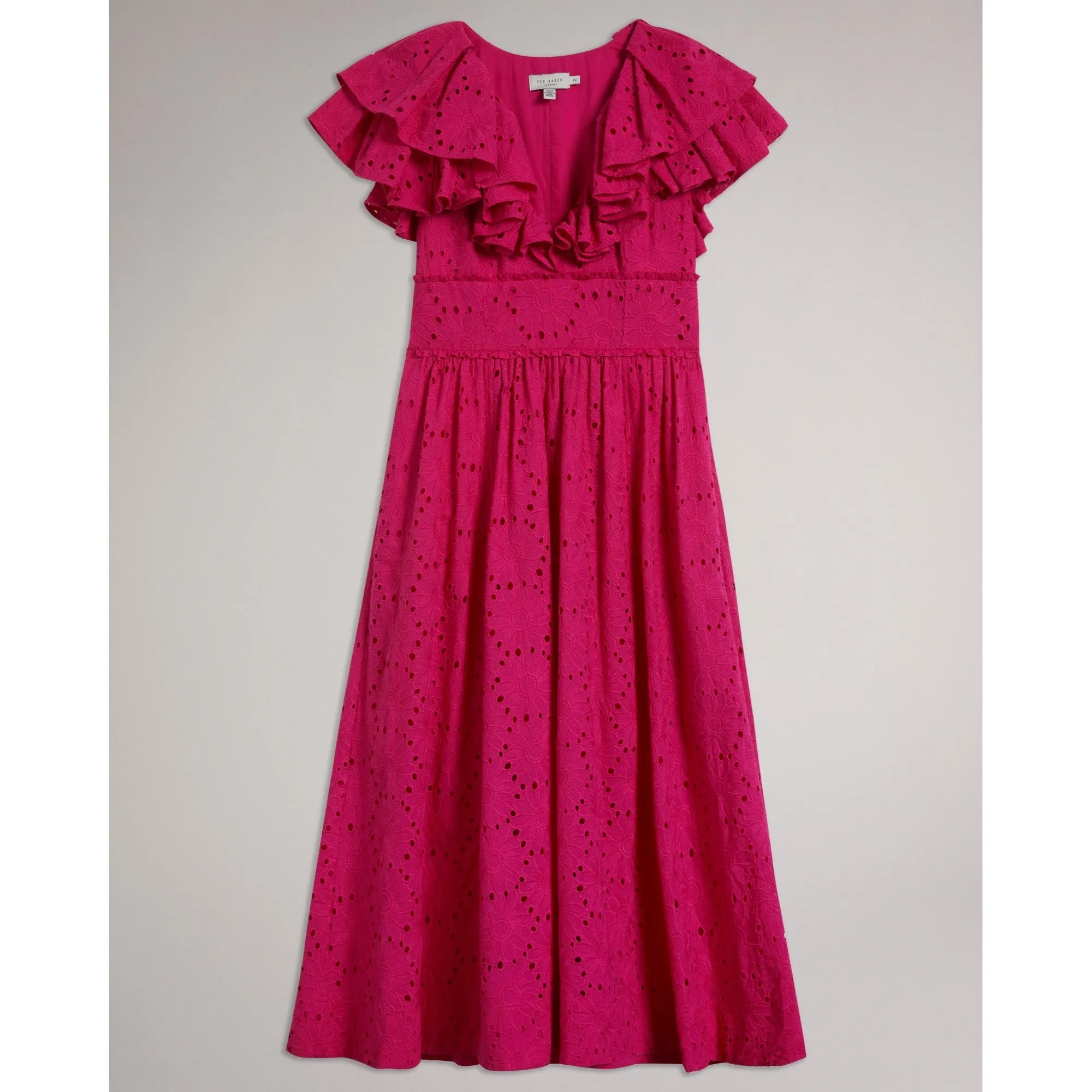 Women Wmd-Mirza-Ruffle V Neck Midi Sundress - Brt-Pink