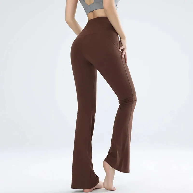 Women's Leggings Slim Yoga Pants High Waisted Wide Leg Bell Bottoms Quick Dry Breathable Comfort