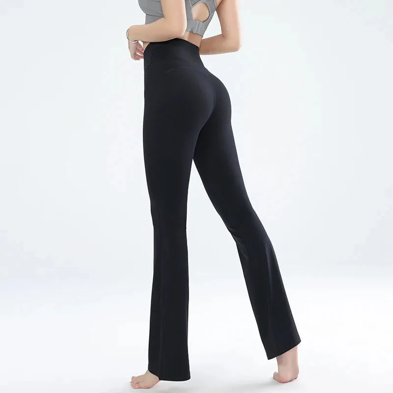 Women's Leggings Slim Yoga Pants High Waisted Wide Leg Bell Bottoms Quick Dry Breathable Comfort
