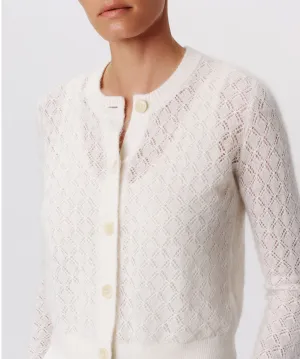 Wool Blend Textured Cardigan - Chalk