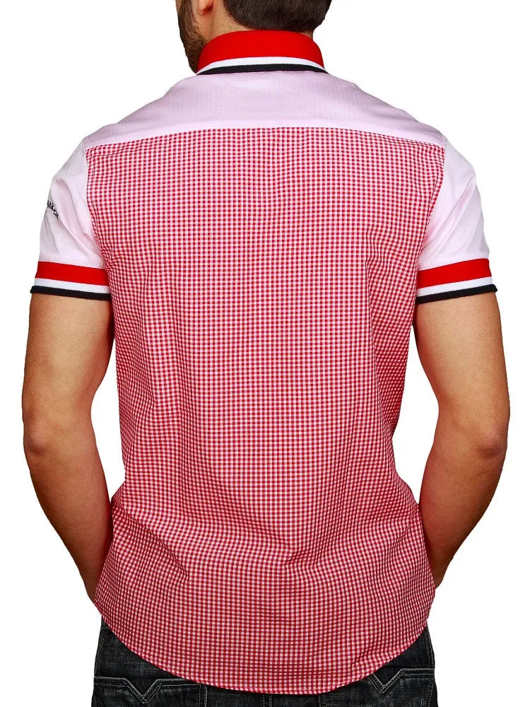 Y&R Men Hybrid Plaid Casual Button Up Shirt - Red